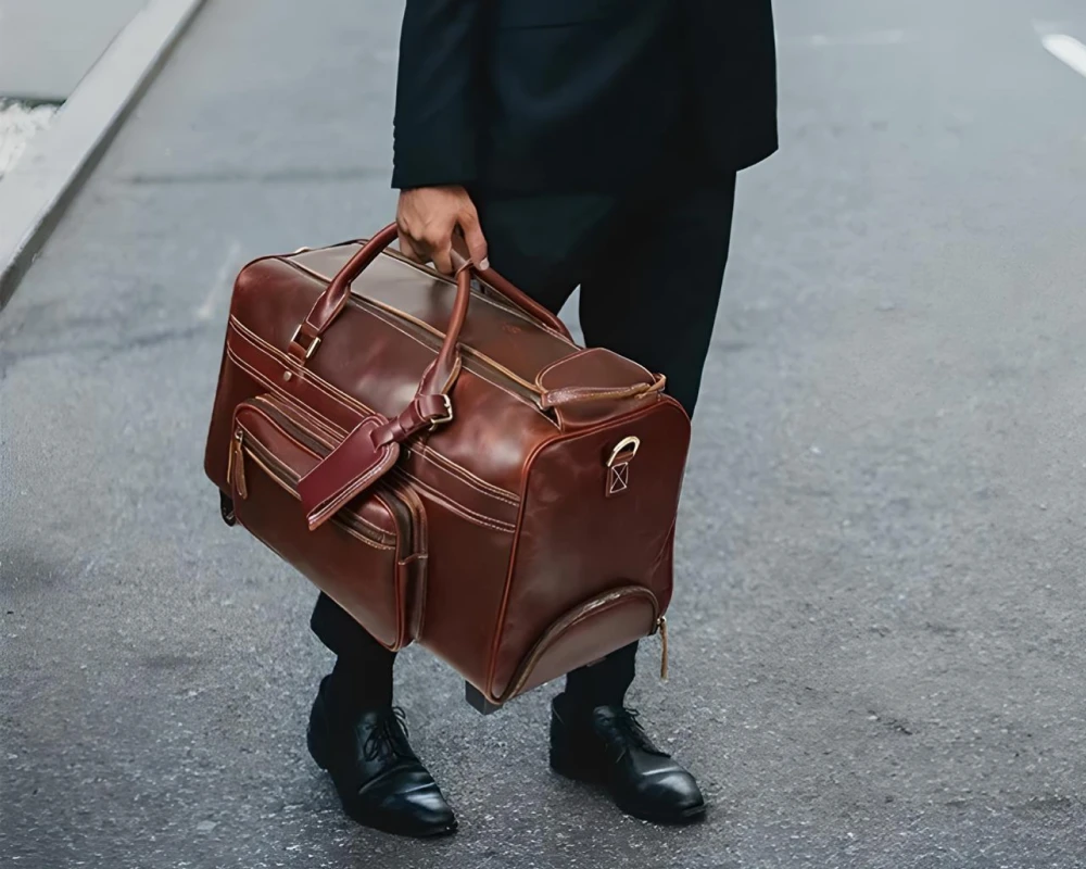 leather carry on suitcase with wheels